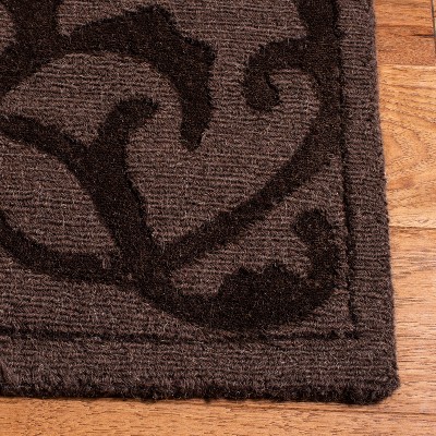 Handmade Brown Wool Tufted Runner Rug, 27" x 12"