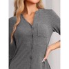 cheibear Women's Button Down Nightgown Knit Stretchy Half Sleeve Soft Pajama Dress Nightshirt - 4 of 4