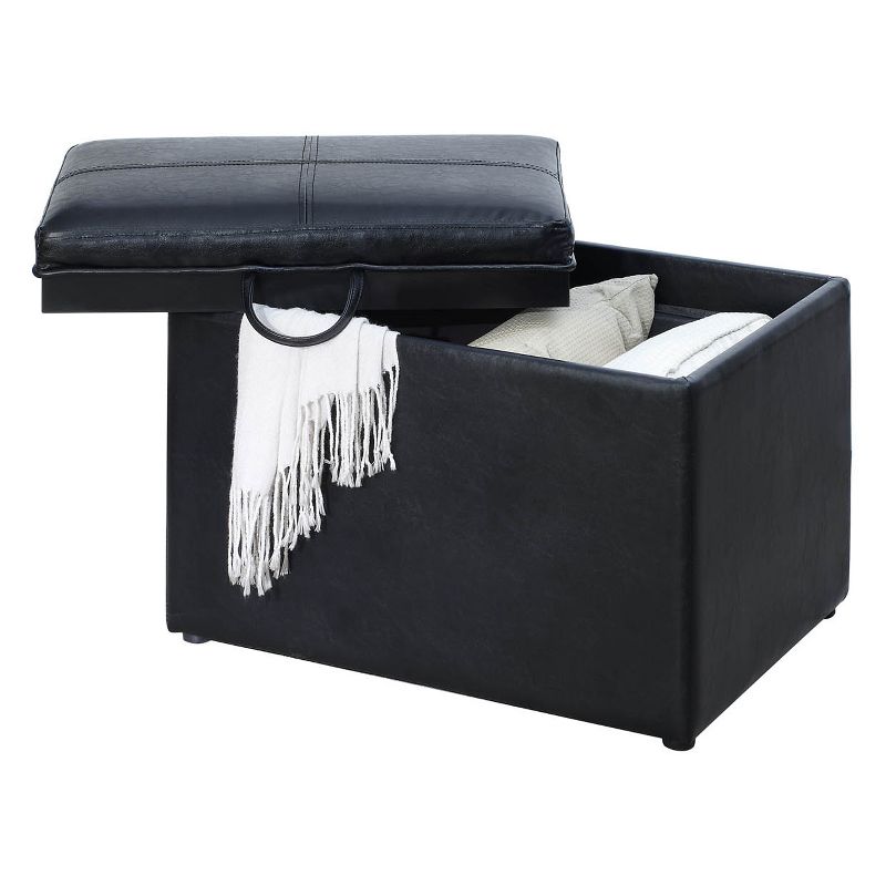 Breighton Home Luxe Comfort Storage Ottoman with Reversible Tray Top Lid, 3 of 8