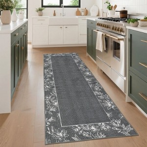 Floral Machine Washable Area Rugs Modern Bordered Rugs for Living Room - 1 of 4