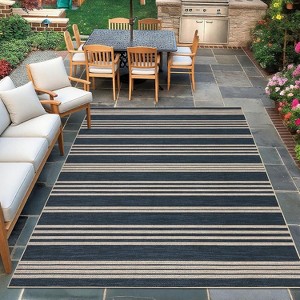 Washable Modern Stripe Accent Rug, Non Slip Non Shedding Carpet, Foldable Low Pile Mat for Laundry Bedside Bedroom Living Room - 1 of 4