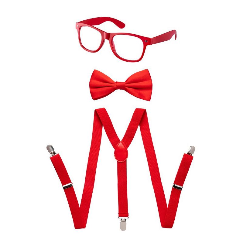 Dress Up America Neon Suspenders for Toddlers - Bowtie, Glasses and Suspenders Set, 1 of 3