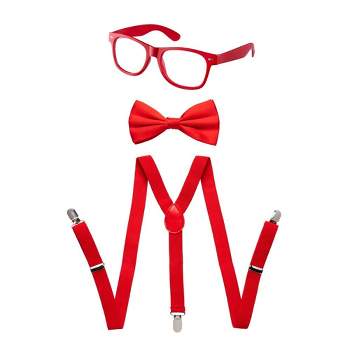 Dress Up America Neon Suspenders Set for Kids - Bowtie, Glasses and Suspenders