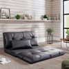 Angel Sar Adjustable Floor Sofa Bed, PU Futon Lazy Sofa, Folding Couch, Gaming Sofa with 2 Pillows for Living Room, Bedroom, Black - 3 of 4