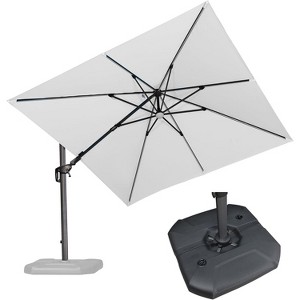 PURPLE LEAF 10x10 Ft Cantilever Umbrella Square Solar Powered LED Outdoor Patio Umbrella with 360°Rotation Adjustable With Base - 1 of 4