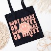 City Creek Prints Don't Worry Be Happy Smiley Face Canvas Tote Bag - 15x16 - Black - 2 of 2