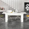 FUFU&GAGA Extendable White Marble - Patterned Office Desk Writing Desk - Modern Adjustable Work Table - 2 of 4