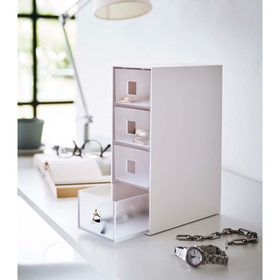 Black 4-Tier Rectangular Plastic Jewelry Storage Tower