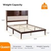 Karl Home Luxury Brown Wood Bed Frame Queen Size Platform Bed with LED Upholstered Headboard, Charging Station - 2 of 4