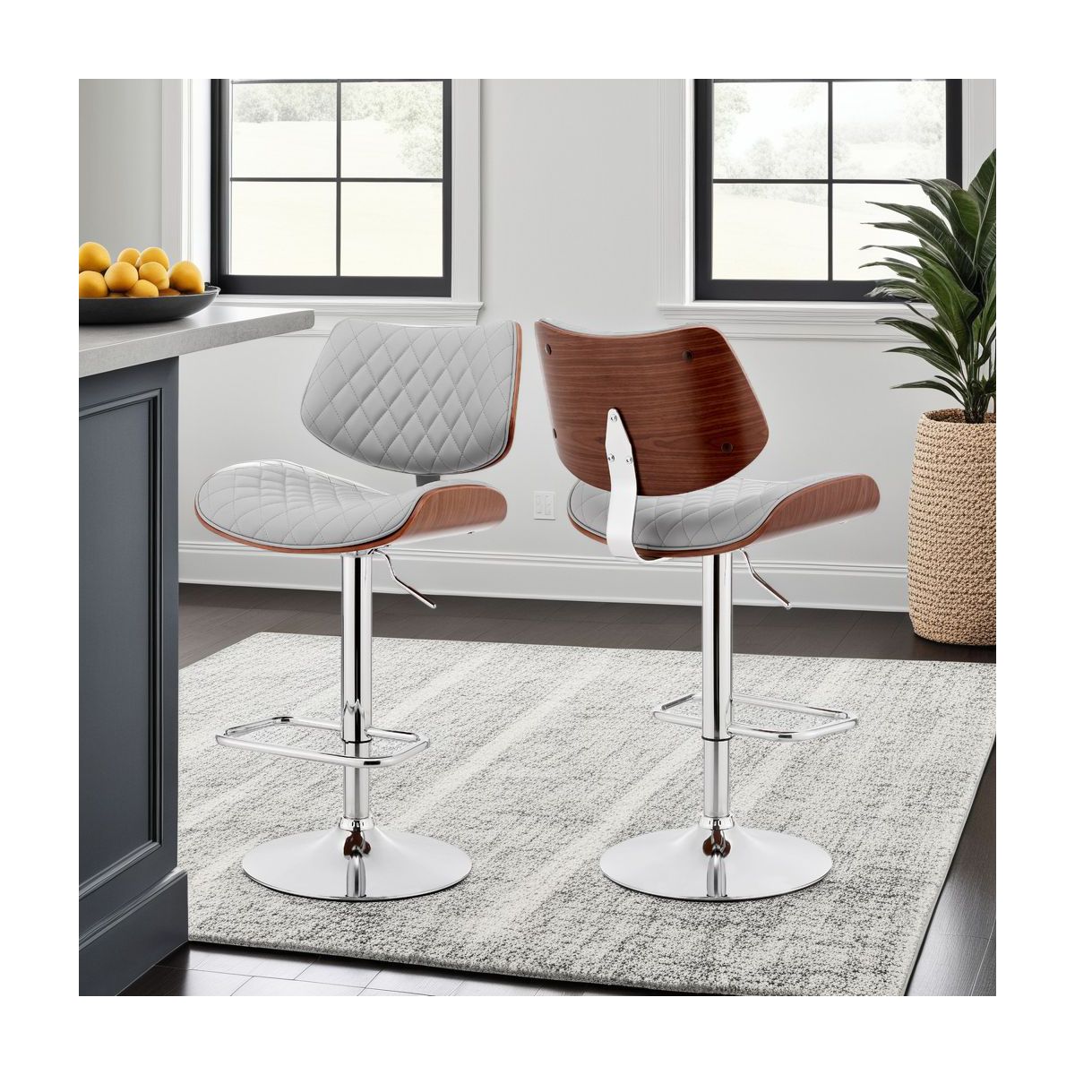 Armen Living Leland Barstool Gray and Walnut