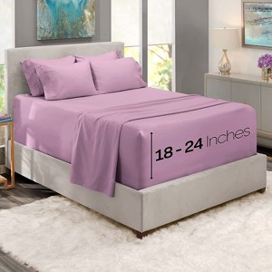 Hearth & Harbor 6 Piece Sheet Set, Extra Deep Pocket Sheets Fits Mattress up to 21", Soft Microfiber Sheets - 1 of 4