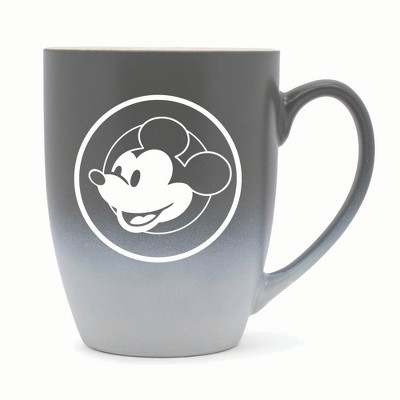 Elanze Designs Steamboat Willie Face Two Toned Ombre Matte 10 ounce New Bone China Coffee Tea Cup Mug, Gray and White