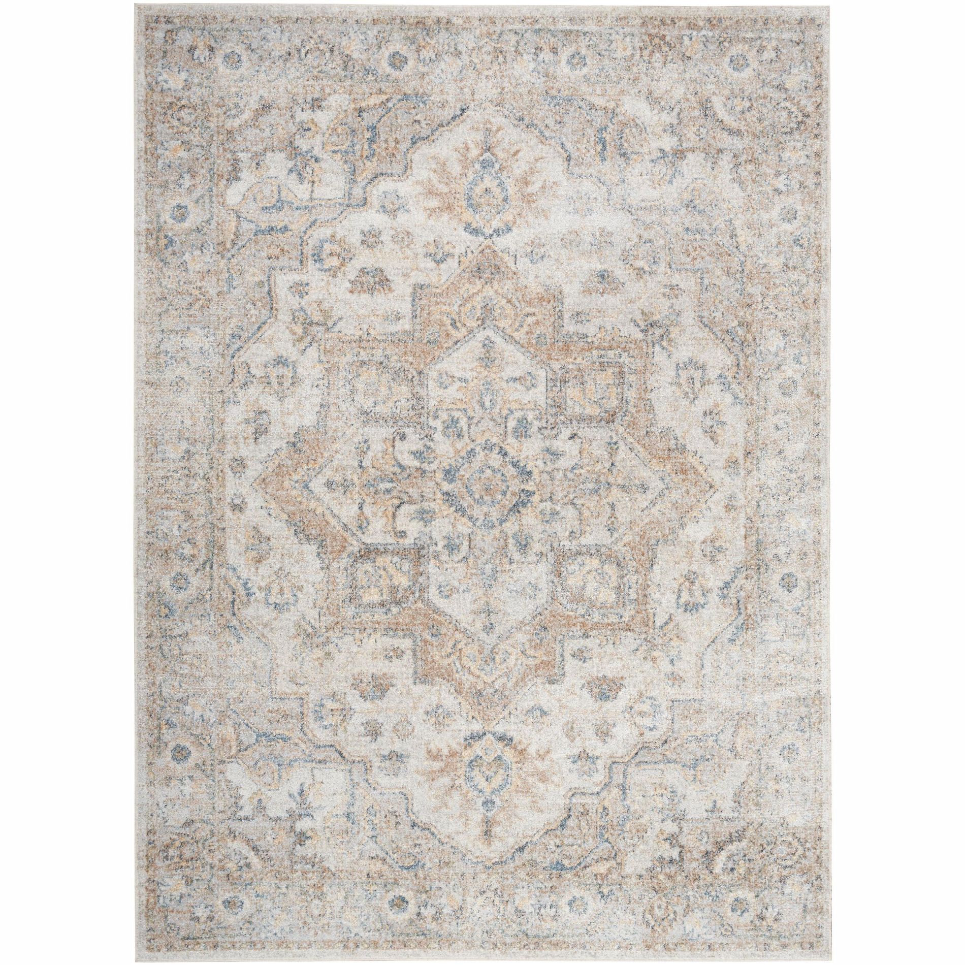Nourison Astra Machine Washable 6'7" x 9' Silver Grey Vintage Indoor Flatweave Rug