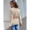 Women's Long Sleeve Shirts with Front Button Down V Neck - Casual Peplum Blouse with Waist Drawstring and Gathered Cuff Tops,Apricot - XL - 2 of 4