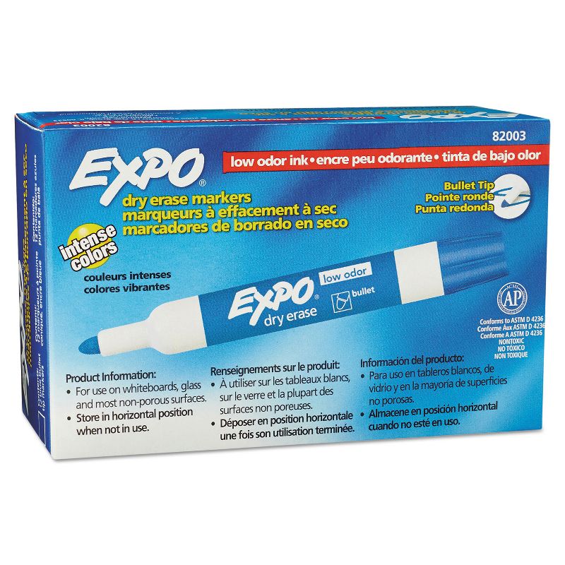 EXPO Low Odor Dry Erase Marker Bullet Tip Blue Dozen 82003, 3 of 7