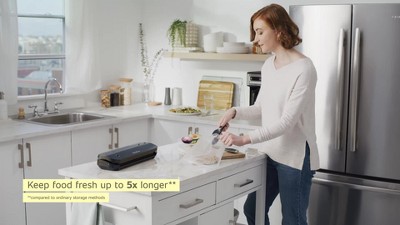 FoodSaver Space-Saving Vacuum Sealer with Bags and Roll Black: Compact Food Savers Vacuum System, Plastic & Metal