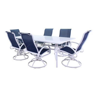 Courtyard Casual Santa Fe 7 pc Swivel Sling Rocker 72" Rectangle Dining Set  Includes one Rectangle table and 6 Swivel Rockers