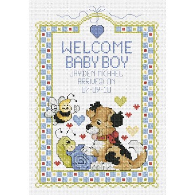 Riolis Counted Cross Stitch Kit 7x9.5-boys Birth Announcement (14 Count)  : Target