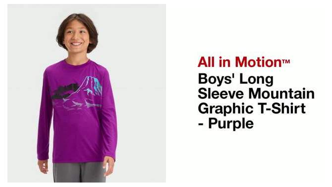 Boys&#39; Long Sleeve Mountain Graphic T-Shirt - All In Motion™ Purple, 2 of 5, play video