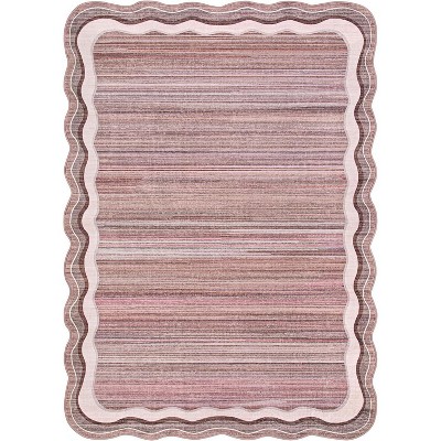 Lahome Machine Washable Gradient Border Wave Floor Mat-Soft Carpet for Living Room, Bedroom, or Entryway