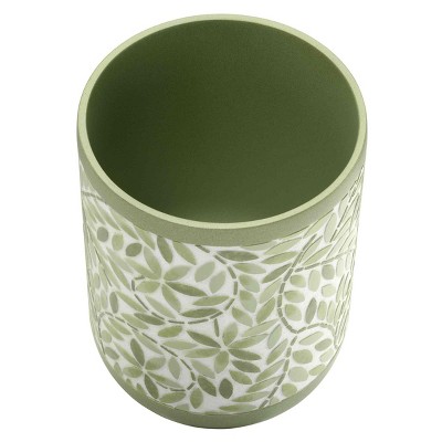 Green Hand-Painted Resin Circular Rubbish Bin