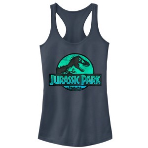 Juniors Womens Jurassic Park Ocean Ripple Logo Racerback Tank Top - 1 of 3
