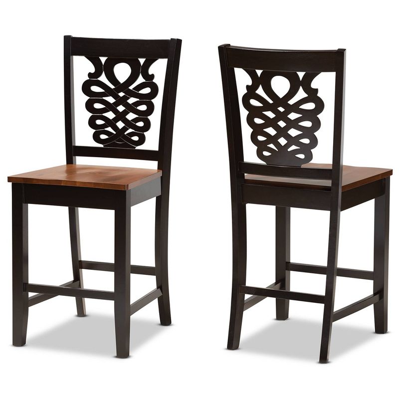 2pc Gervais Two-Toned Wood Counter Height Barstools Brown/Walnut - Baxton Studio, 1 of 10