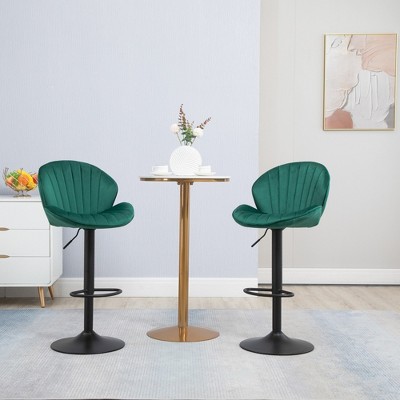 DSVIMOY Counter and Bar Stool Set of 2 Adjustable with Back and Footrest for Kitchen or Pub Use, Green, 24.4"*16.53"*19.49"