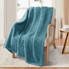 Aoibox Soft Fluffy Jacquard Waffle Throw Blanket for Couch & Bed, Lightweight & Warm Fleece Blanket for All Seasons, Slate Blue - 4 of 4