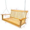 Osparple Porch Swing with Armrests,Outdoor Wood Bench with Hanging Chains for Patio Backyard Garden - 3 of 4