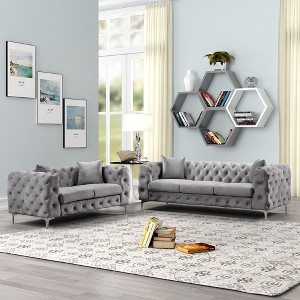 Contemporary  with Deep Button Tufting Dutch Velvet -Morden Fort - 1 of 4
