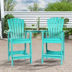 Aoodor Tall Adirondack Chairs Set of 2, HDPE Patio Bar Stool with Connecting Tray,All-Weather Balcony Chair - 1 of 4