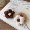 MyKids-Usa Adorable Handcrafted Knitted Hair Accessories For Children And Teens: Beige Floral Hair Clip And Plush Hairband - 2 of 3