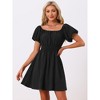 Allegra K Women's Summer Square Neck Puff Short Sleeve Elastic Waist Mini Dress - 2 of 4