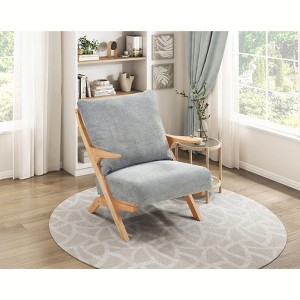 Sapphtopaz 1pc Mid-Century Accent Chair Chenille Upholstery Lounge Chair with Solid Rubberwood Frame, Living Room Furniture Comfy Chair - 1 of 4