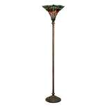 15" x 15" x 72" Tiffany Style Dragonfly Torchiere Lamp Purple/Green - Warehouse of Tiffany