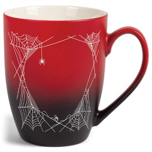 Elanze Designs 12 Ounce Ceramic Decorative Laser Engraved Giftable Novelty Tea Coffee Cup Mug Red and Black Halloween Spooky Spiderweb - 1 of 4