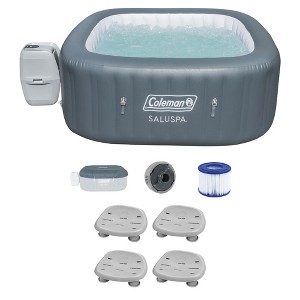 Bestway Coleman Hawaii AirJet Inflatable Hot Tub w/ EnergySense Cover + Bestway SaluSpa Underwater Non Slip Pool and 4 Spa Seats with Adjustable Legs - 1 of 4