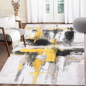 Modern Abstract Area Rug, Machine Washable Non-Slip Accent Carpet, Soft Low-Pile Floor Carpet Rug for Kitchen Living Room Bedroom - 1 of 4