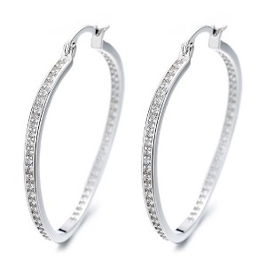 14K Gold And Sterling Silver Twisted Hoop Earrings With Crystal - 1 of 4