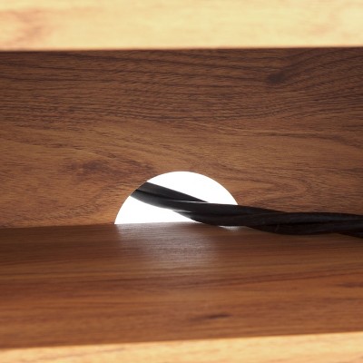 Natural Oak Media Stand with Rattan Mesh Cabinet