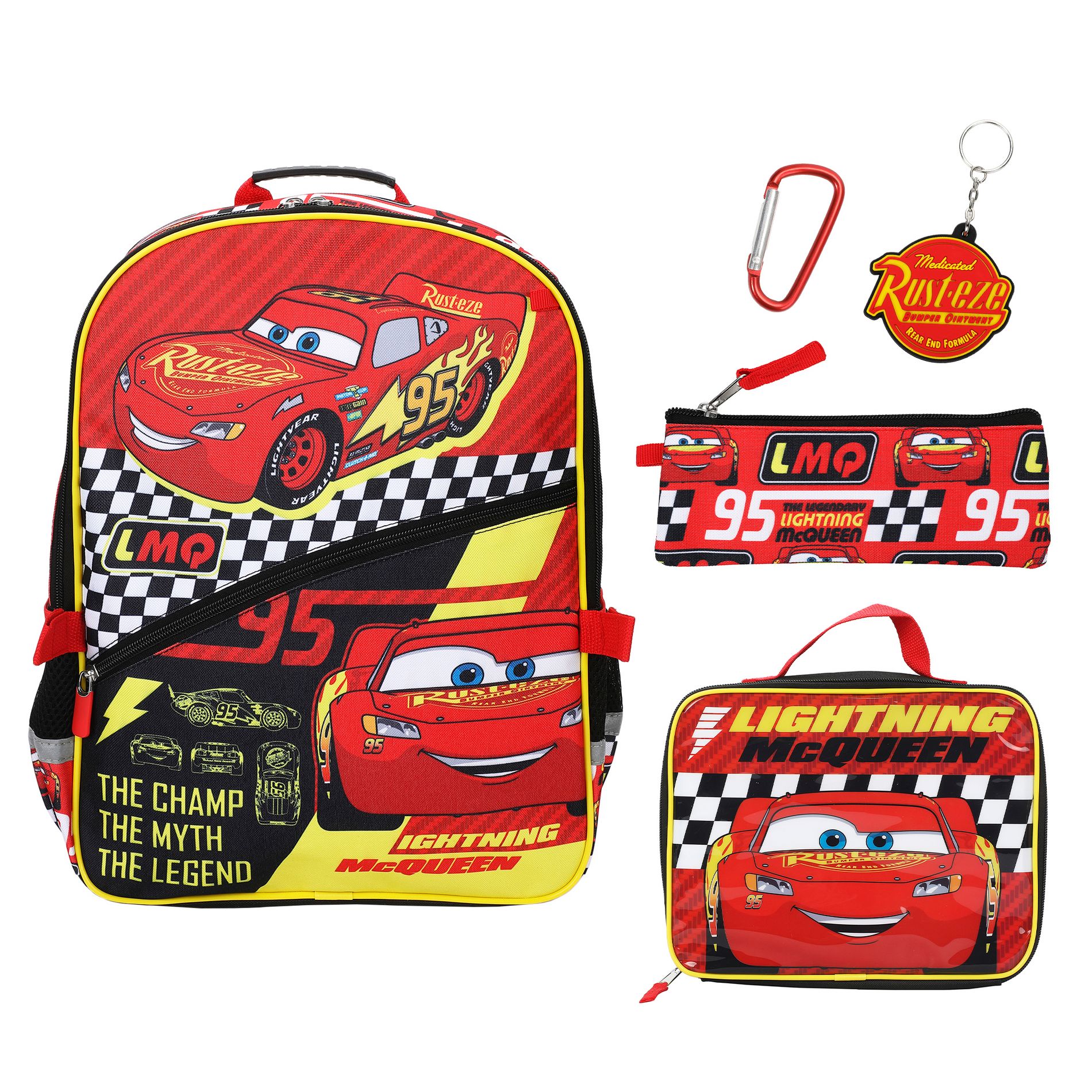Disney's Cars Lightning McQueen 5-Piece 16" Backpack And Lunch Set For School & Travel