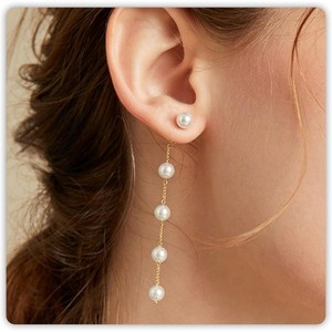 Pearl Earrings for Women, for Wedding, Bow Stud Jewelry as Christmas Gifts Statement Silver as Boho Prom Accessorie - 1 of 4