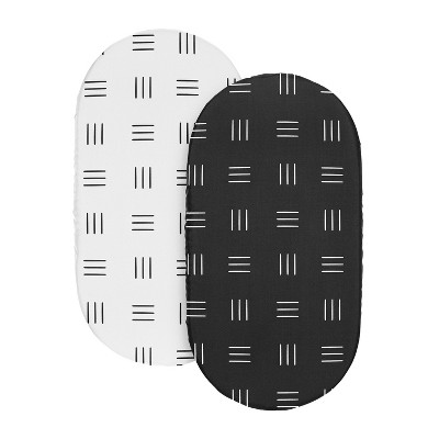 Black and White Boho Print Microfiber Baby Bassinet Sheets Set