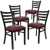 Flash Furniture 4 Pack HERCULES Series Black Ladder Back Metal Restaurant Chair - Burgundy Vinyl Seat - 2 of 4