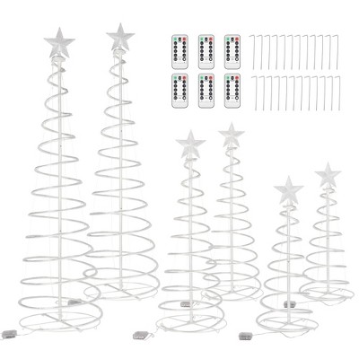 Yescom Sparkle 6 Pack LED Christmas Spiral Light Kit Battery 3/4/6Ft Pre-Lit LED with Star Topper for Indoor Outdoor