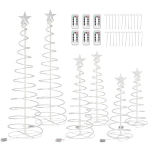 Yescom Sparkle 6 Pack LED Christmas Spiral Light Kit Battery 3/4/6Ft Pre-Lit LED with Star Topper for Indoor Outdoor - 1 of 4