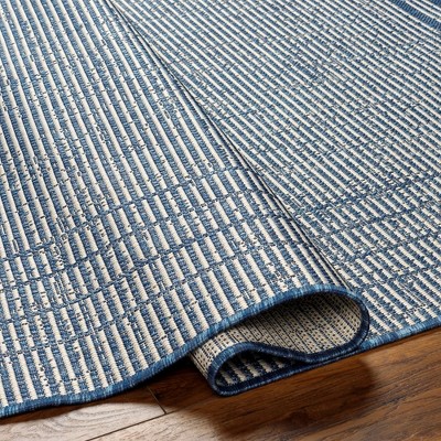 Davonne Navy and Beige Rectangular Synthetic Area Rug 5'3" x 7'