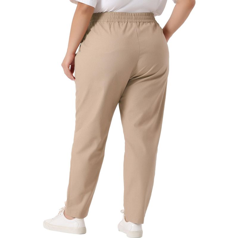 Agnes Orinda Women's Plus Size Straight Leg Drawstring Elastic Loose Comfy with Pockets Lounge Pants, 4 of 6