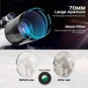 UBSSO 150X High Power Telescope, 70mm Aperture Telescope Astronomy For Adults, Portable Monocular Telescope With 3 Eyepiece white+black - 4 of 4